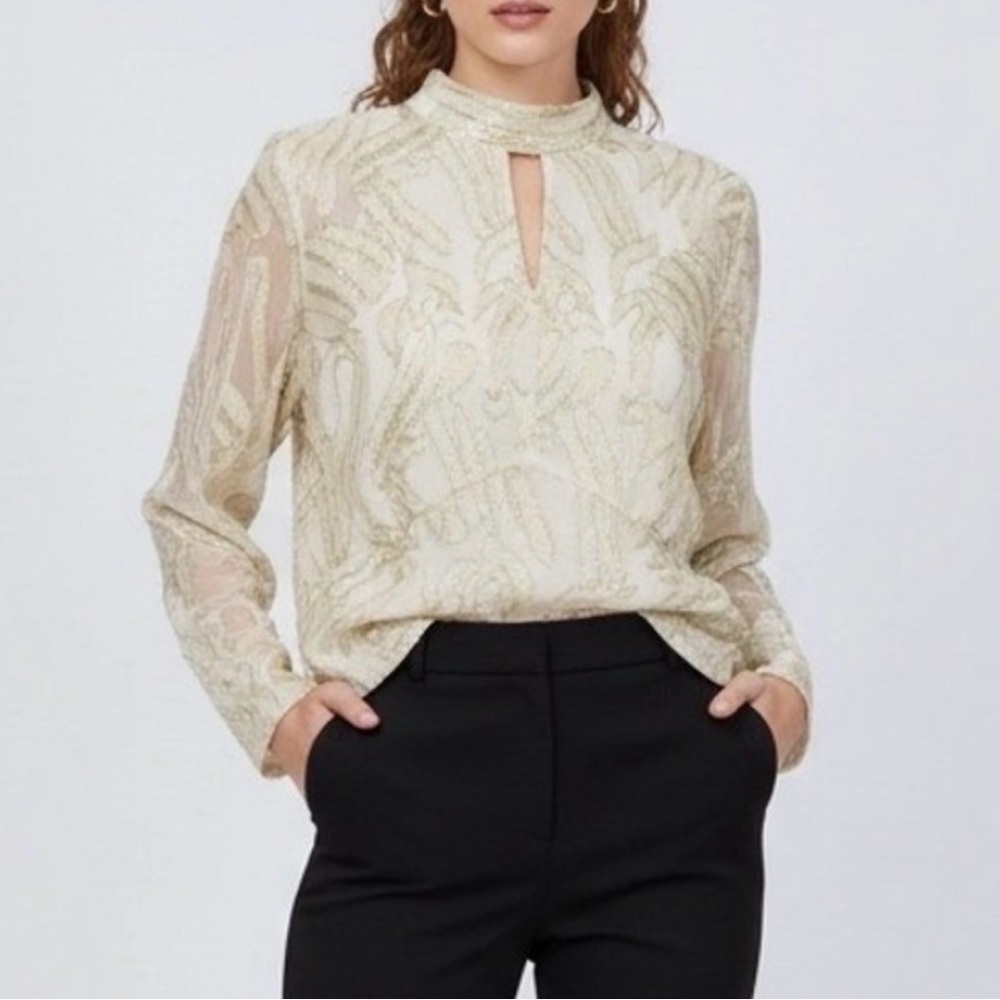 Parker Cream and Metallic Blouse